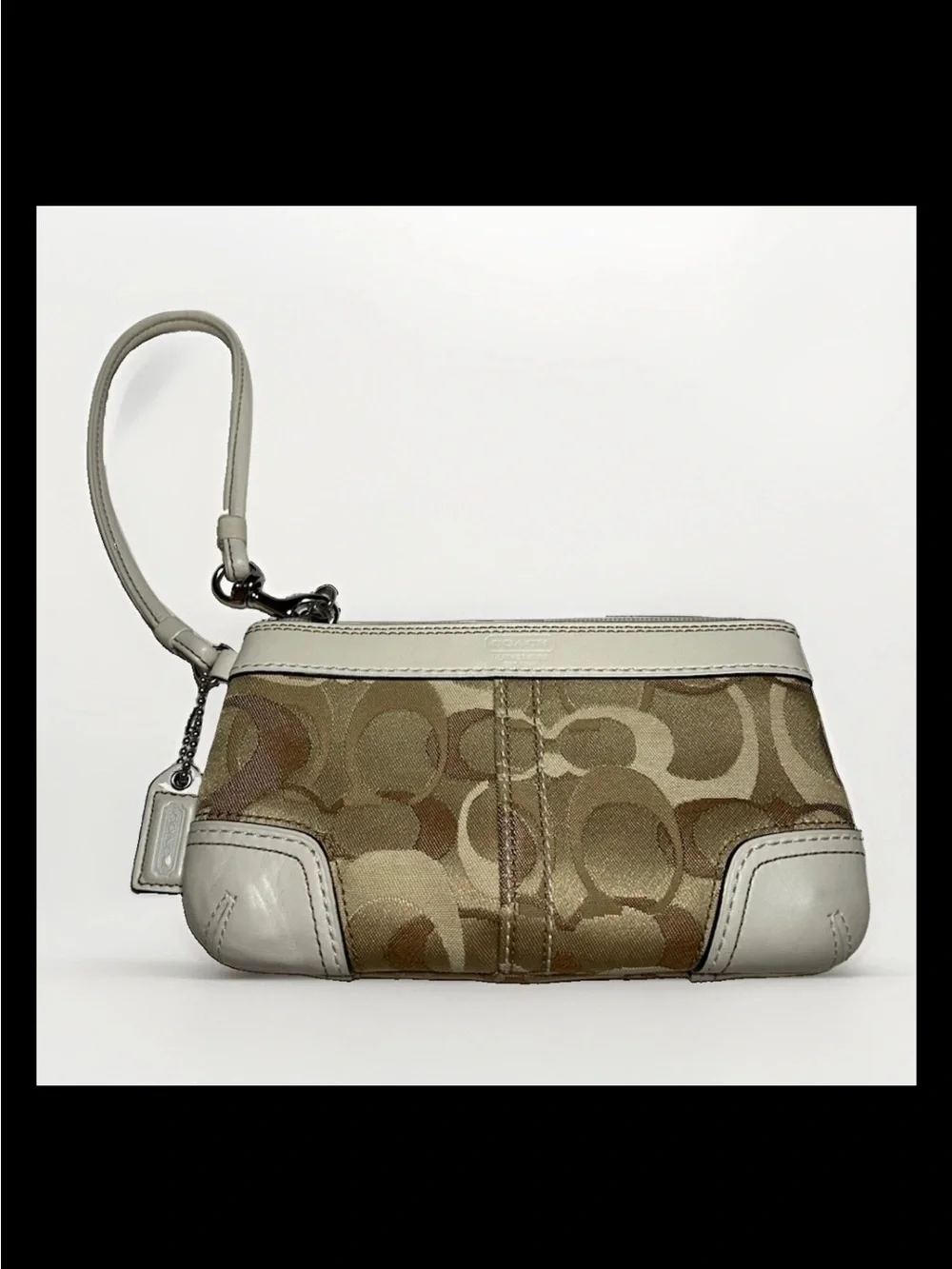 Coach Madeline Satchel,Wallet,Wristlet Set-Khaki Optic Print, White Leather 2007